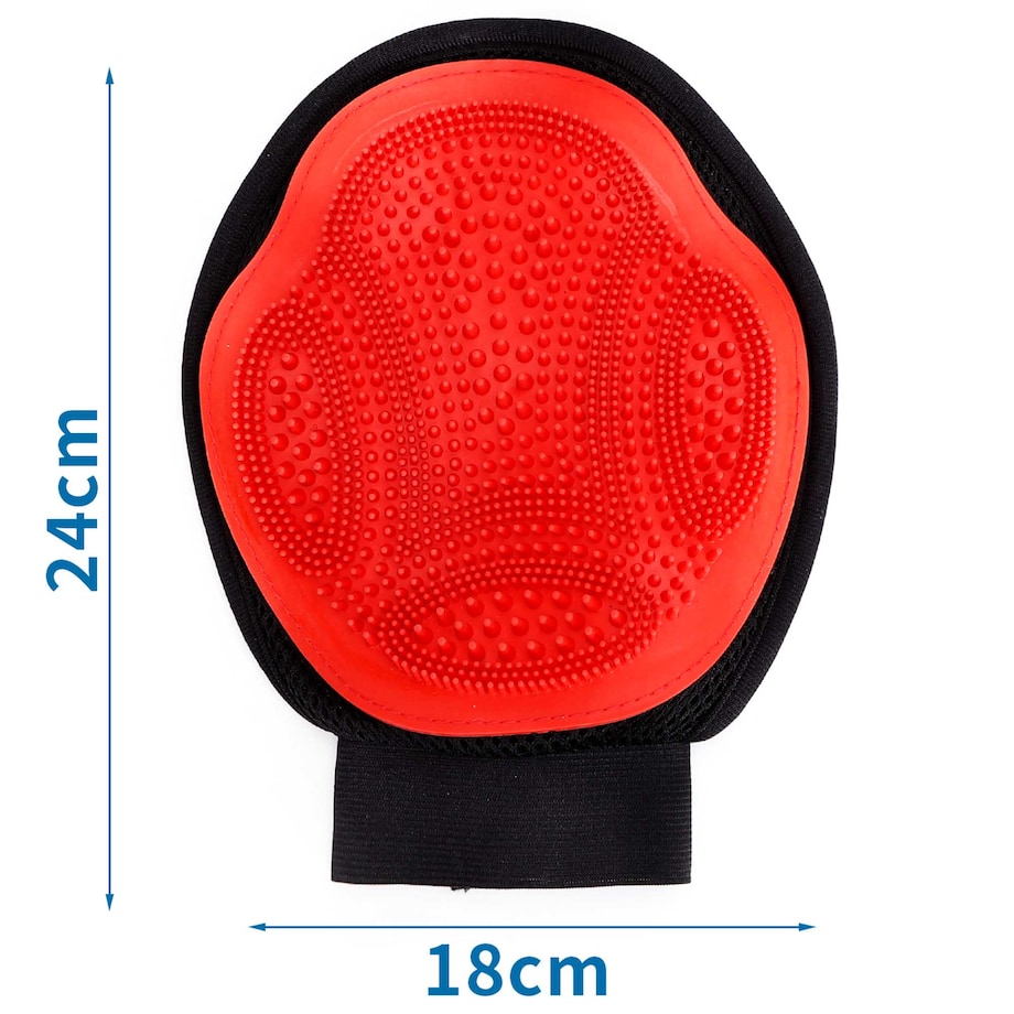 Rękawica Szczotka Do Mycia Czesania Wyczesywania Sierści Pielęgnacji Drapania Psa Kota Zwierząt Czerwona 23,5X17,5 Cm