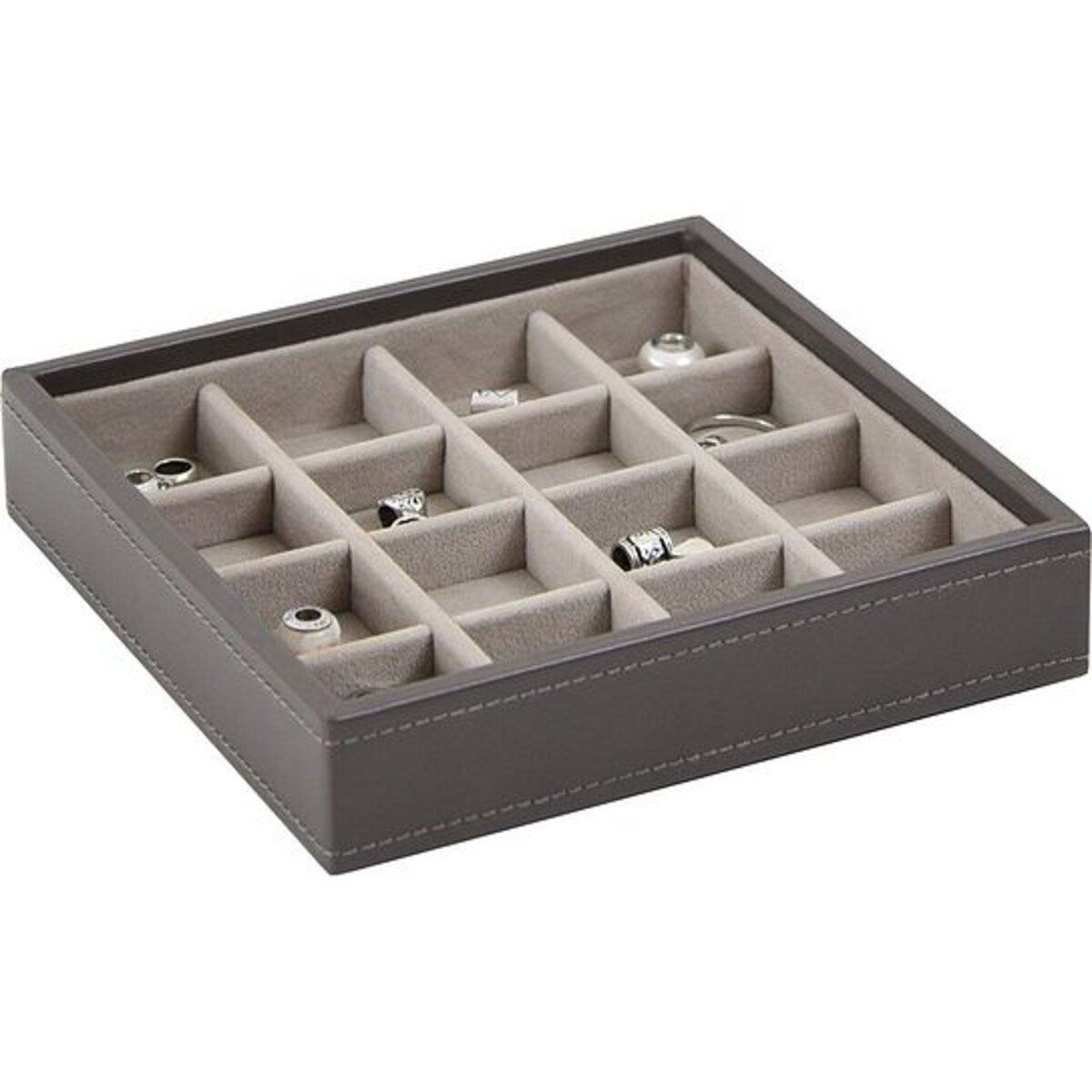 Szkatułka na charmsy Stackers 16 komorowa szaro-beżowa