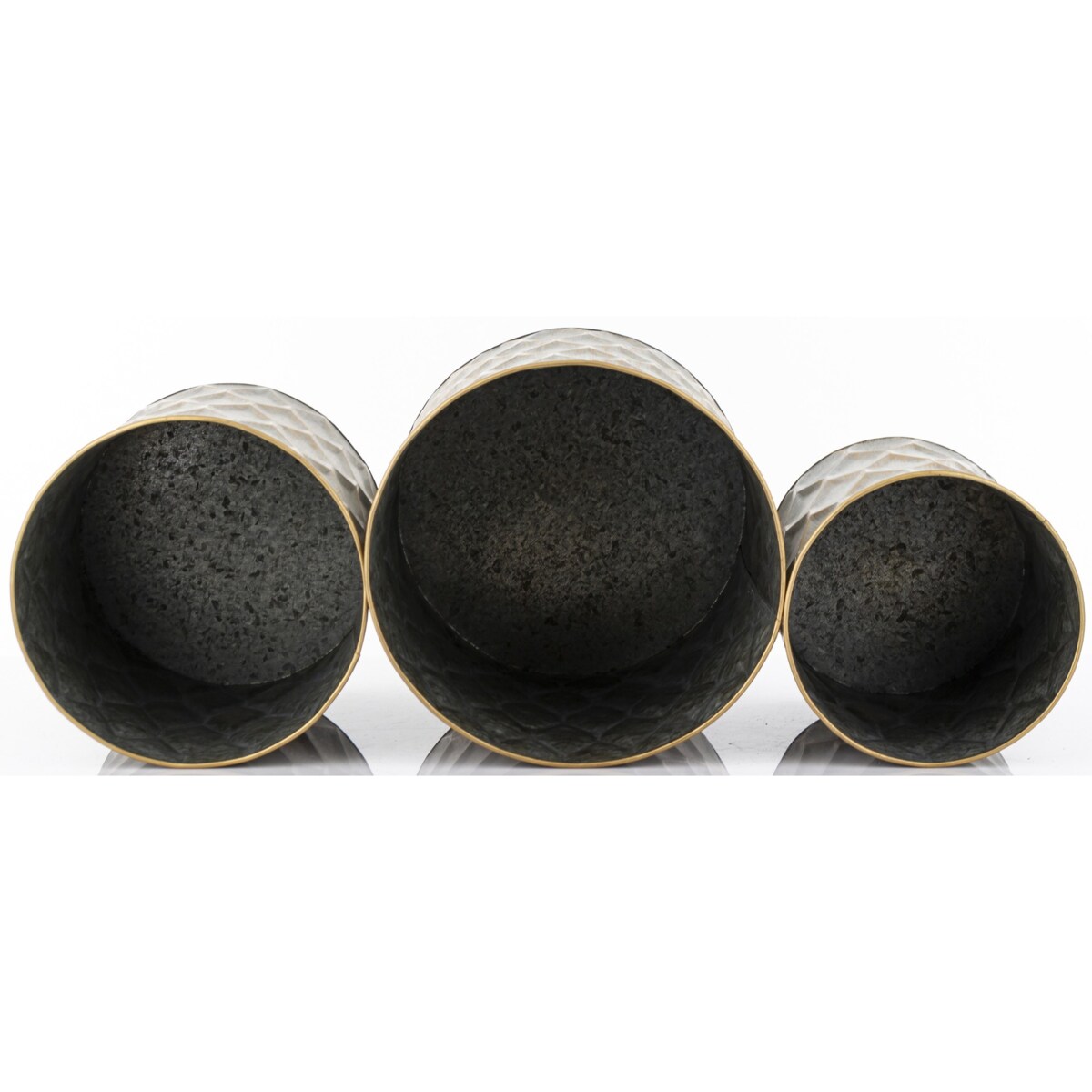 Komplet 3 szt. metalowych osłonek na doniczki BERCEO 25/22/19 x 21/18/15 cm