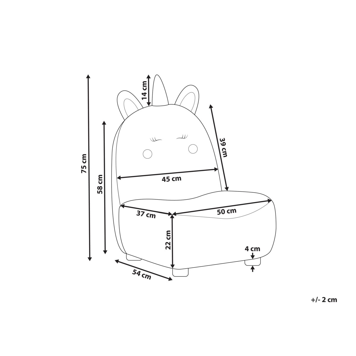 Fotel dziecięcy jednorożec teddy różowy LULEA