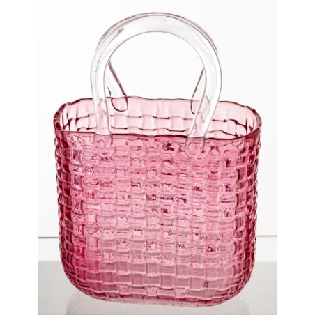 Wazon szklany 28x19x11 cm TORBA-3A różowa z transparentnymi uchwytami