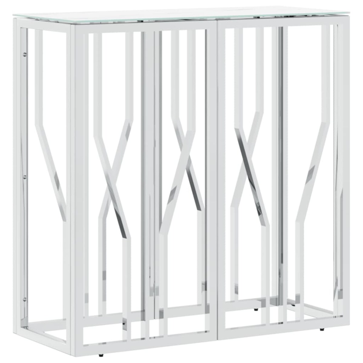 vidaXL Stolik konsolowy, srebrny, 70x30x70 cm, stal nierdzewna i szkło