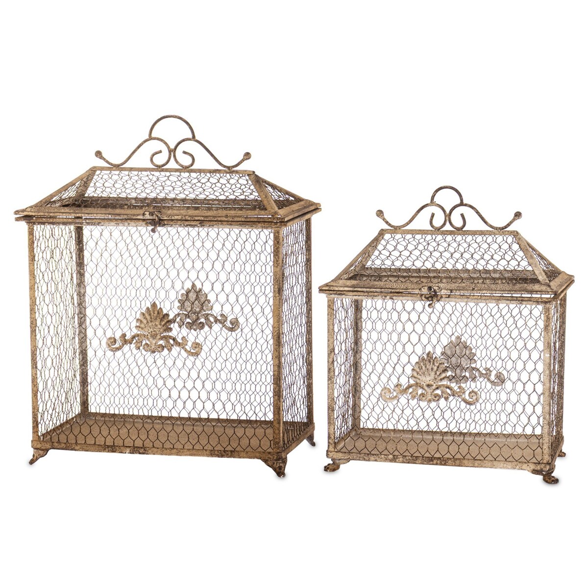 Klatki dekoracyjne metalowe 2 szt. 54x41x26 i 40x35x21 cm KAGOJ-2 ozdoba