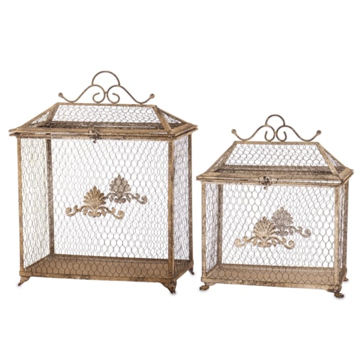 Klatki dekoracyjne metalowe 2 szt. 54x41x26 i 40x35x21 cm KAGOJ-2 ozdoba