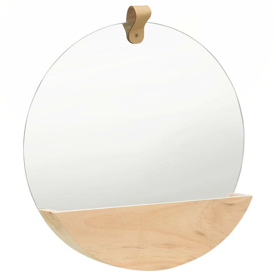 vidaXL Lustro ścienne z półką z litego drewna sosnowego, 35 cm