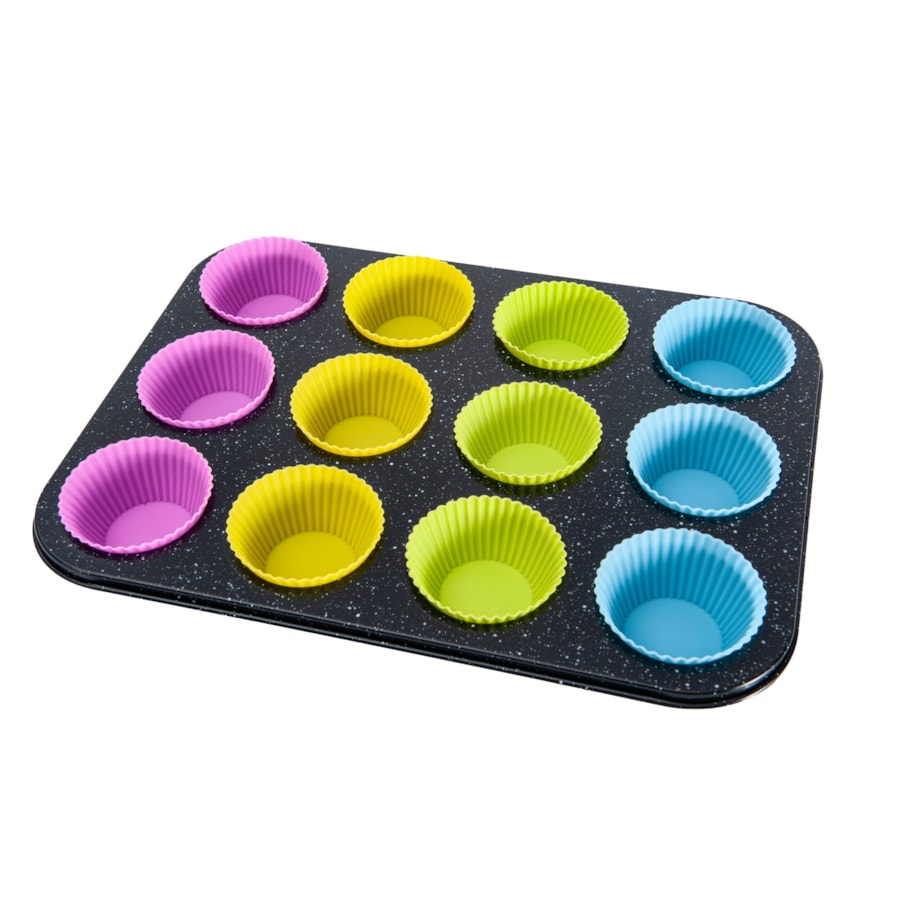 Forma do pieczenia z silikonowymi foremkami 12szt. BRUNBESTE BB-1030