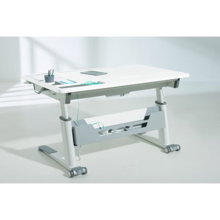 Ergonomiczne, regulowane biurko PAIDI JARO 120 cm – kredowa biel (wersja prawa)