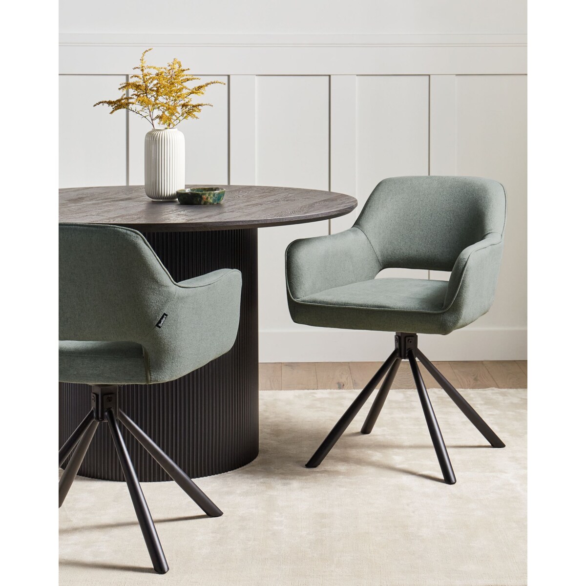 Zestaw 2 krzeseł LOURES Tkanina Ciemnozielony