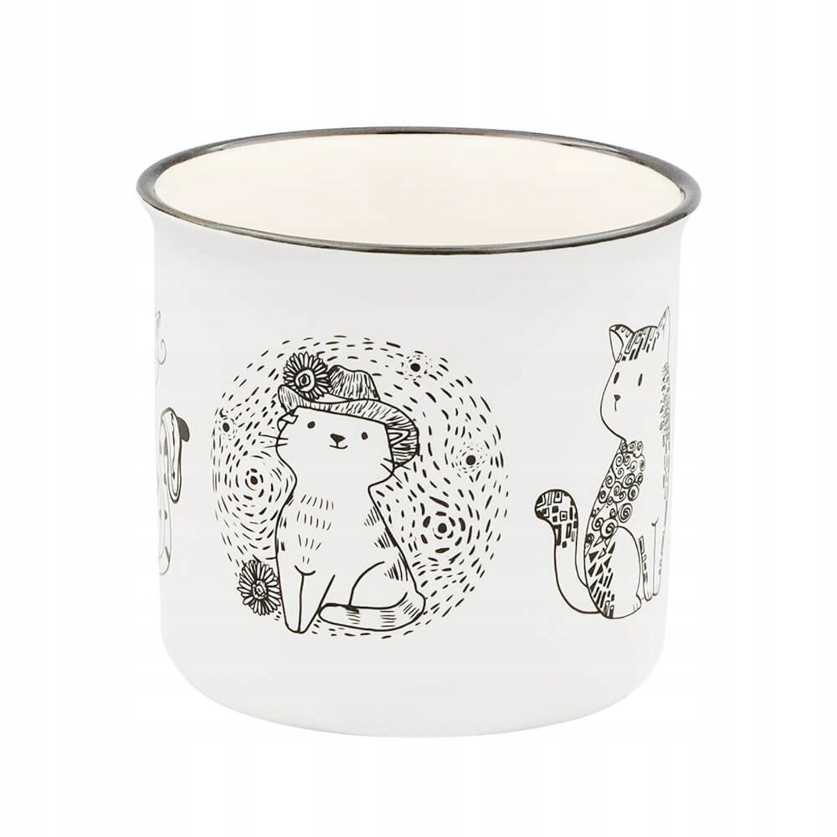 Kubek z uchwytem na kawę herbatę czekoladę z motywem kota CAT ARTIST 350ml - prezent dla koleżanki przyjaciółki żony babci mamy kobiety siostry niej