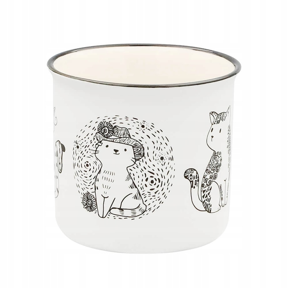 Kubek z uchwytem na kawę herbatę czekoladę z motywem kota CAT ARTIST 350ml - prezent dla koleżanki przyjaciółki żony babci mamy kobiety siostry niej