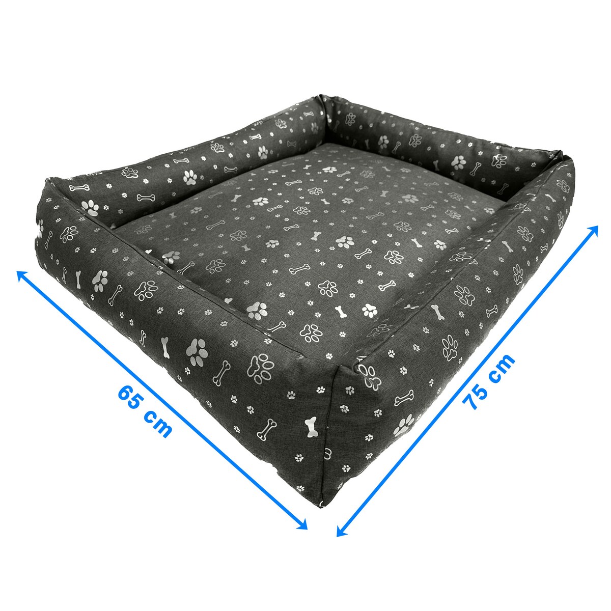 Legowisko Dla Psa Kanapa Posłanie 75X65 Cm Wodoodporne Poduszki Pikowane Kość Srebrna