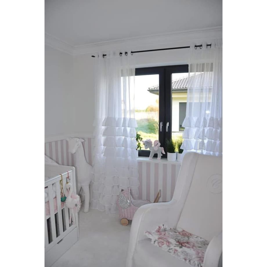 Firana "half" z falbanami od dołu | 140x250 przelotki | biała