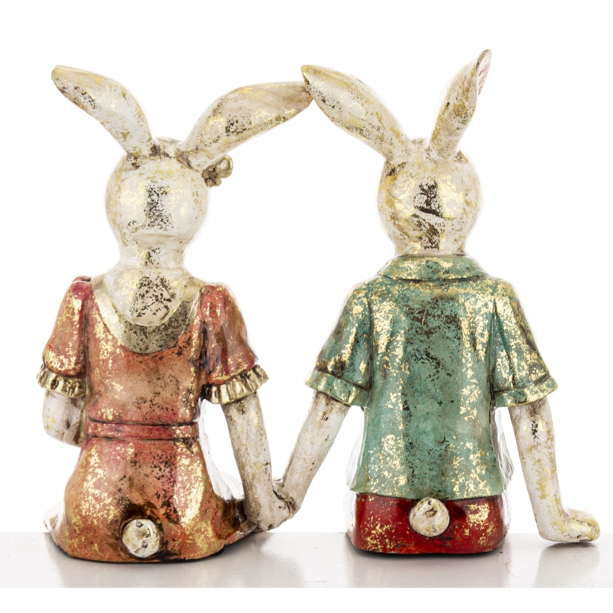 Dekoracja - para królików na ławce 24x21x6,5 cm MALJUNA-2