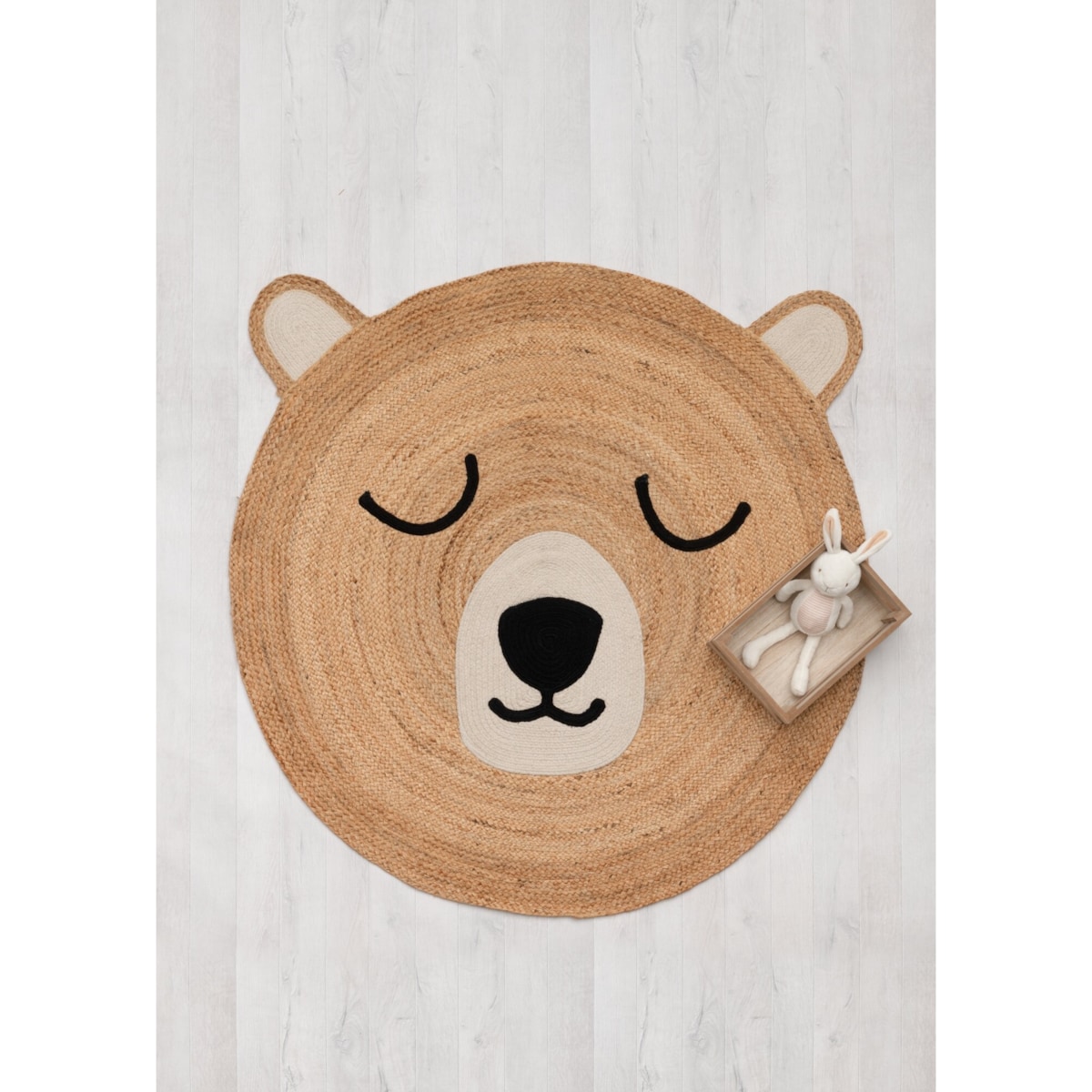 Dywanik jutowy z misiem, Ø 120 cm