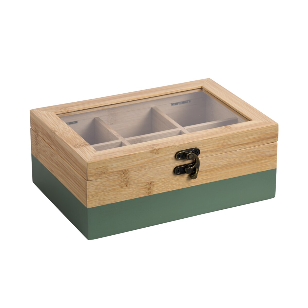 Bambusowa herbaciarka z 6 przegródkami, 21 x 15 x 8 cm