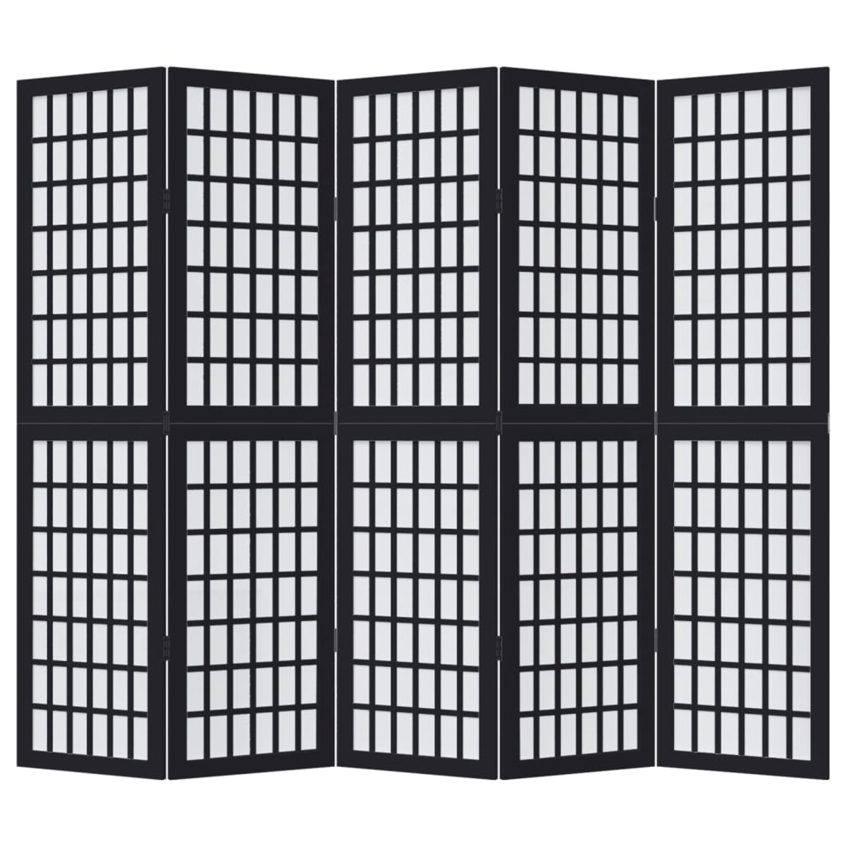 vidaXL Parawan pokojowy, 5-panelowy, czarny, lite drewno paulowni
