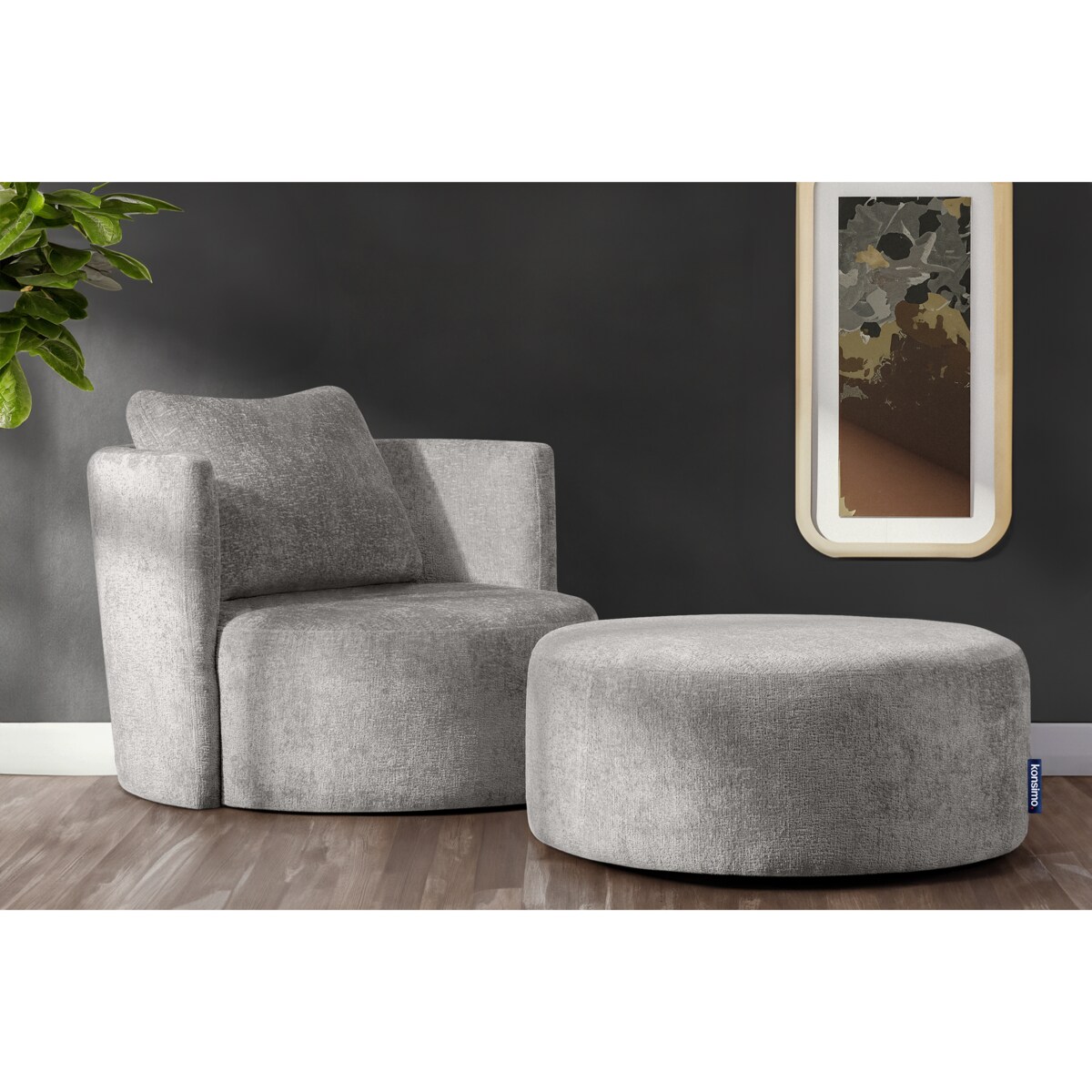 KONSIMO RAGGI Puf obrotowy popielaty