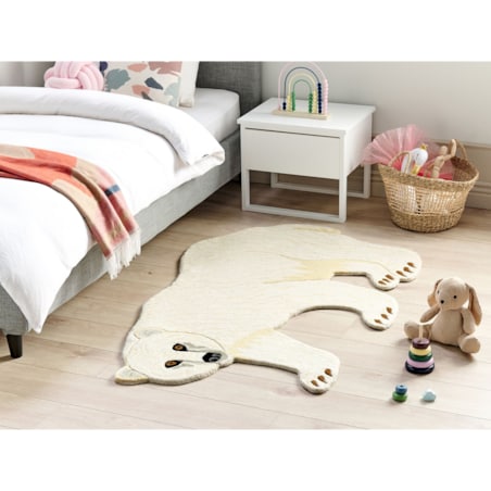 Dywan dziecięcy wełniany niedźwiedź polarny 100 x 160 cm biały IOREK