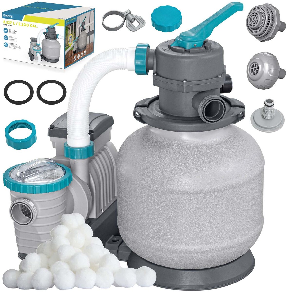 Pompa piaskowa do basenu filtr Bestway 8327 l/h + kulki filtracyjne