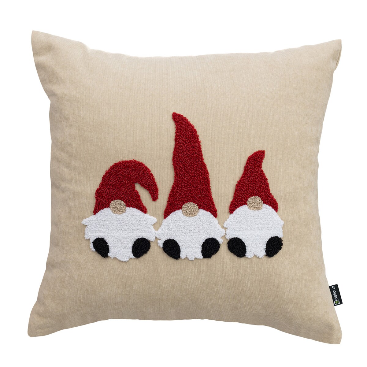 Poszewka na poduszkę Jolly Gnomes Red 43x43 cm boże narodzenie, święta, świąteczne, beżowy, 43x43 cm