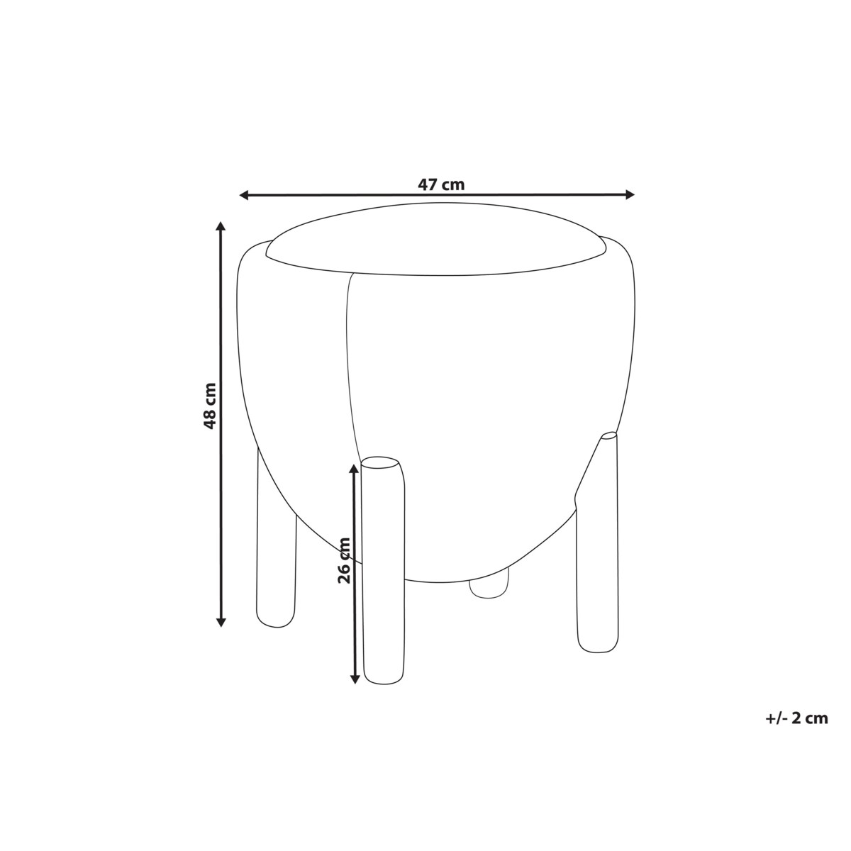 Puf ARCHIE Len syntetyczny Szary 47 cm 47 cm 48 cm