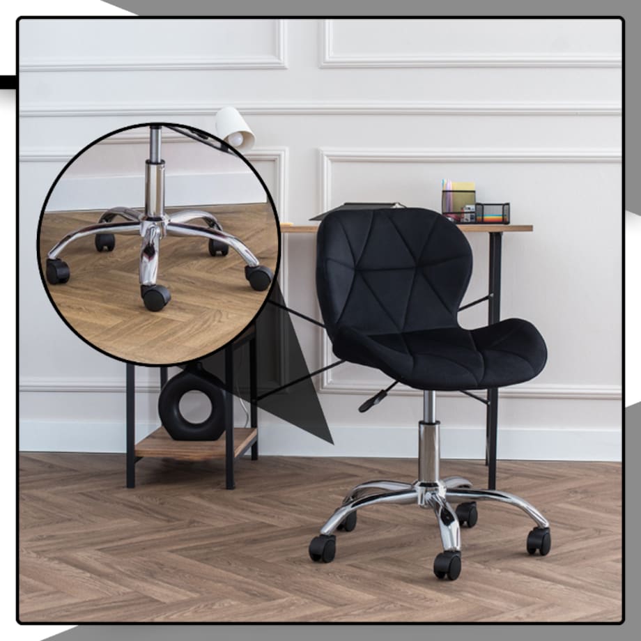 Krzesło biurowe obrotowe fotel czarny młodzieżowy welurowy