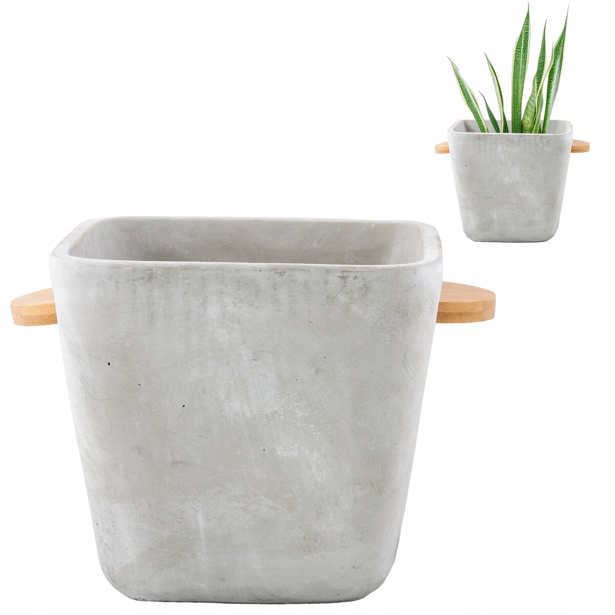 DONICZKA OSŁONKA SZARA BETONOWA 17cm kwadratowa na zioła kwiaty balkon