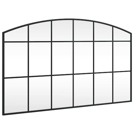 vidaXL Lustro ścienne, czarne, 100x60 cm, zakończone łukiem, żelazo