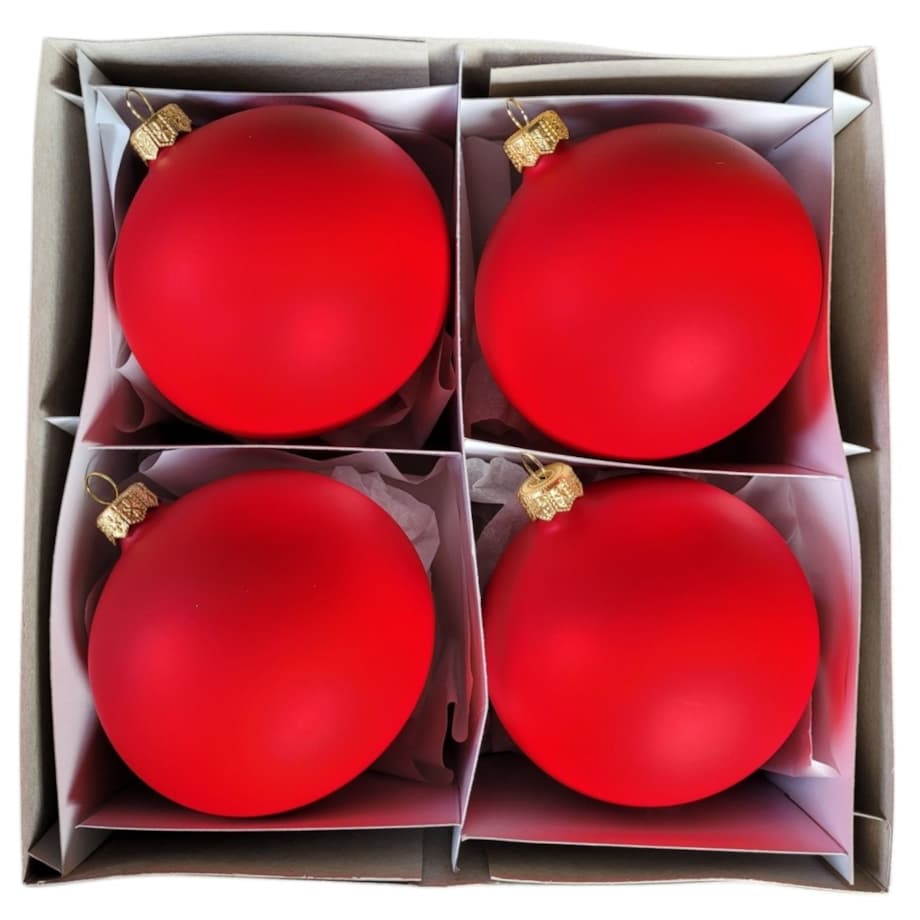 Bombka szklana 4 szt. Ø 10 cm AMALA czerwona