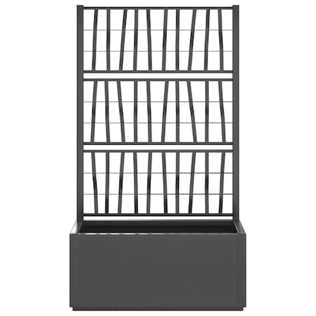 vidaXL Donica ogrodowa z kratką, ciemnoszara, 80x36x140 cm, PP