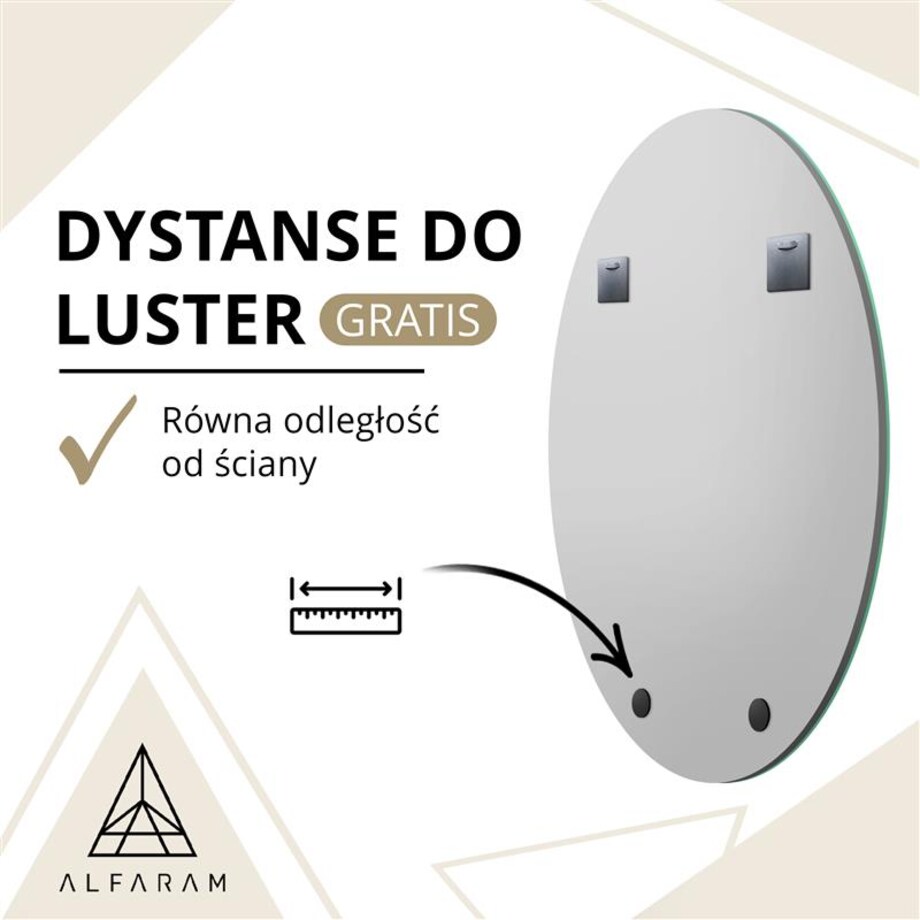 Lustro dekoracyjne BONA srebrne z złotym paskiem fi 60