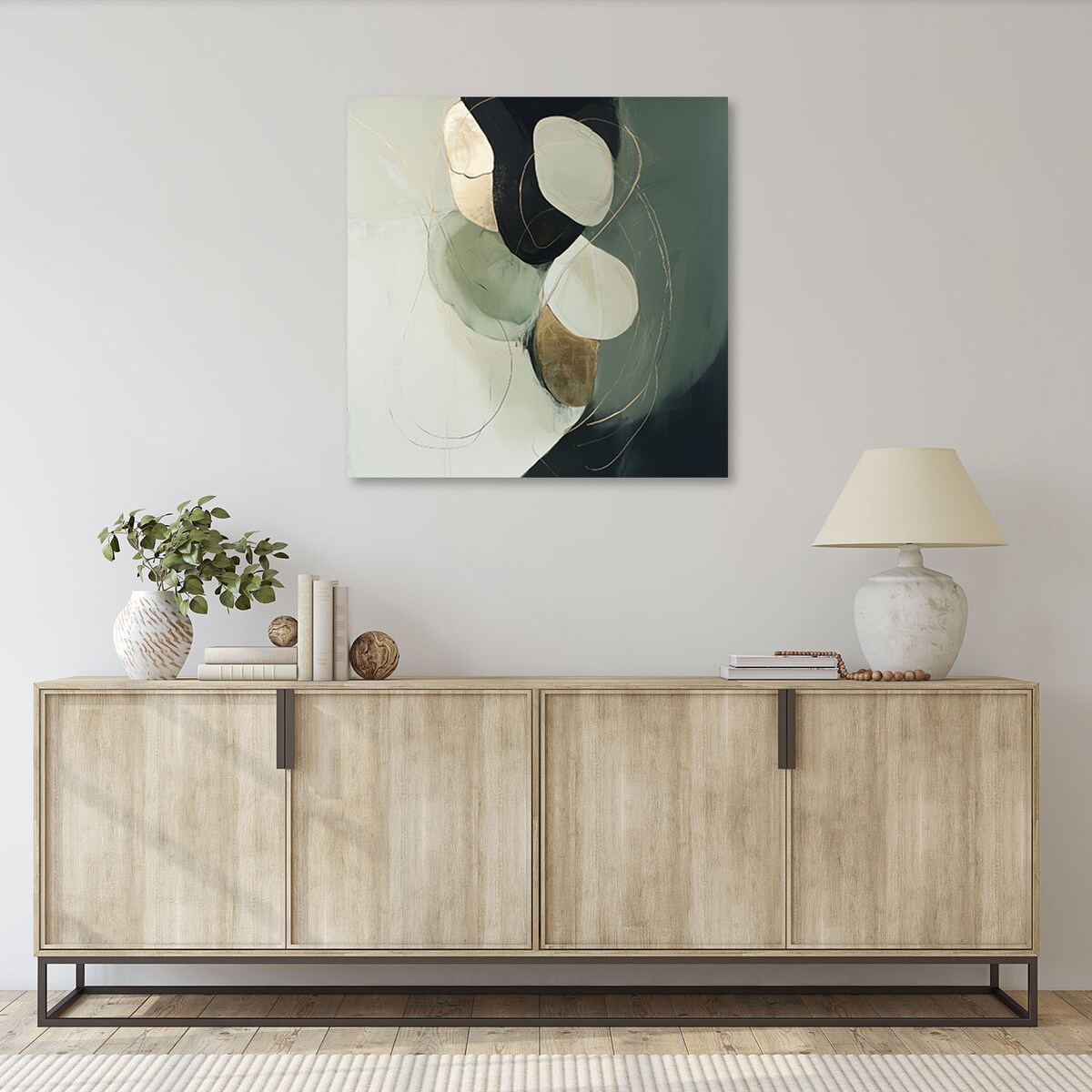 Feeby Obraz do salonu sypialni, Abstrakcja zielona plamy farby 60x60