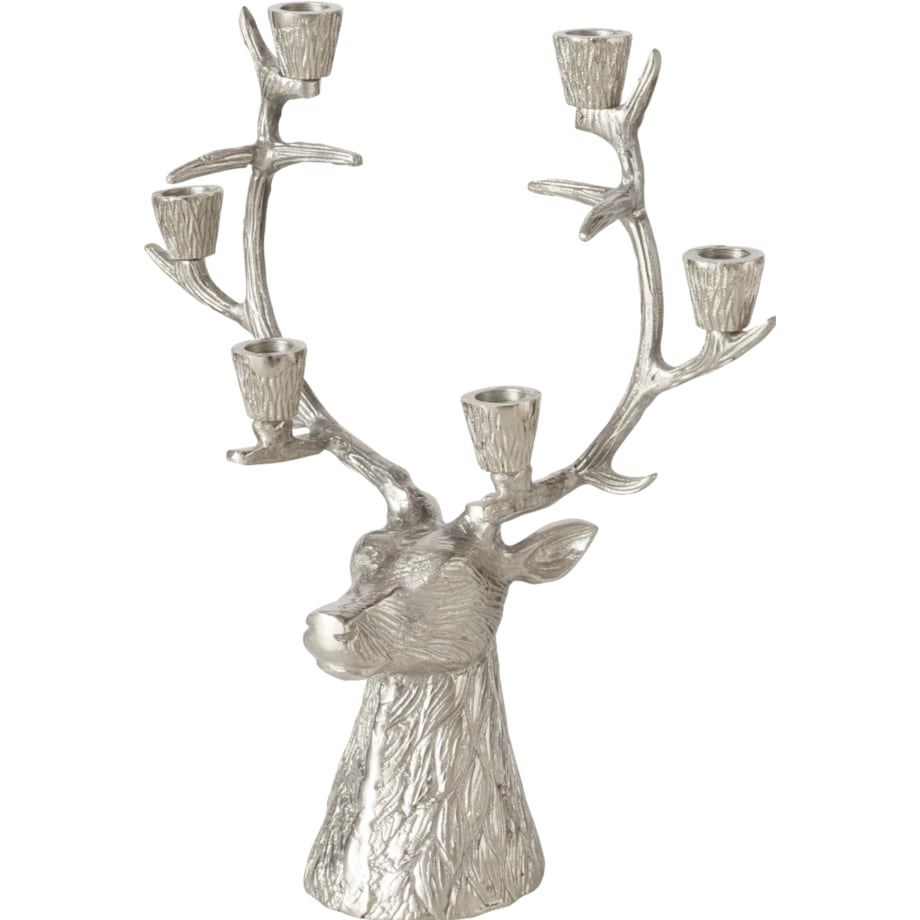 Świecznik Theodor, jeleń, niklowane aluminium