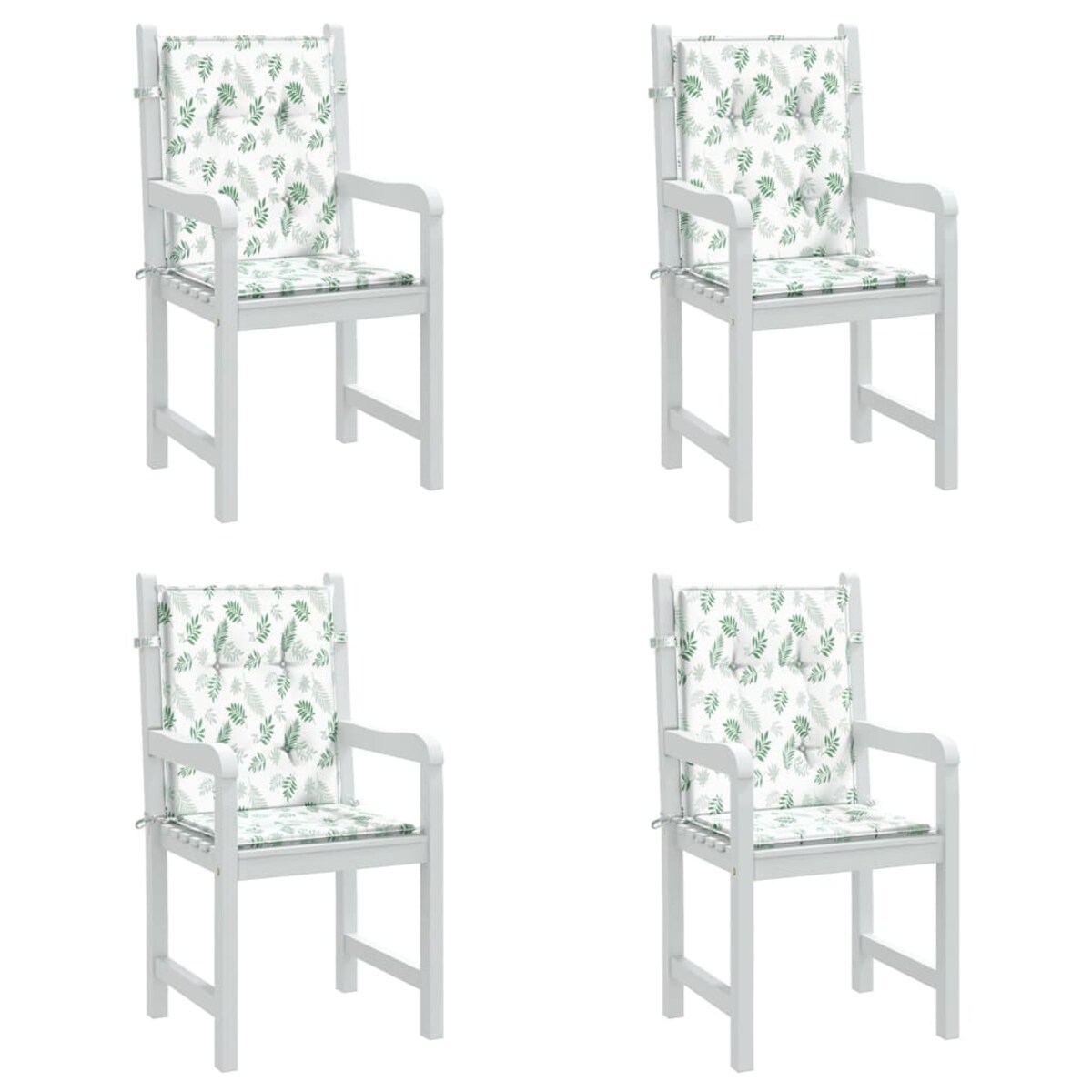 vidaXL Poduszki na krzesła z niskim oparciem, 4 szt., wzór w liście