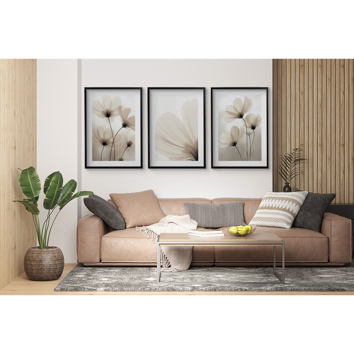 Dekoracyjne Plakaty na ścianę Ozdoba ścienna do salonu Beżowe Kwiaty