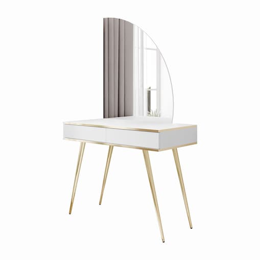 Toaletka OXFORD z lustrem i oświetleniem LED, prawa, biała