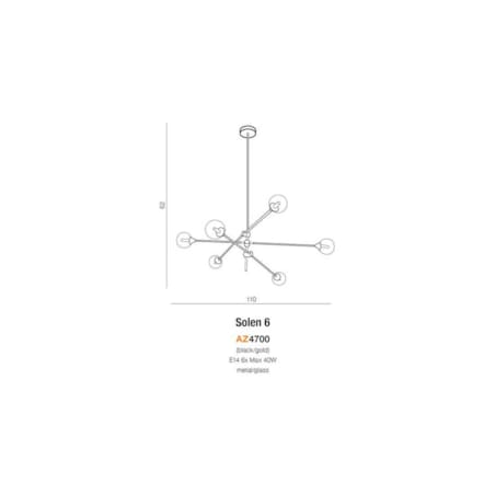 Żyrandol designerski Solen AZ4700 Azzardo sticks czarny złoty