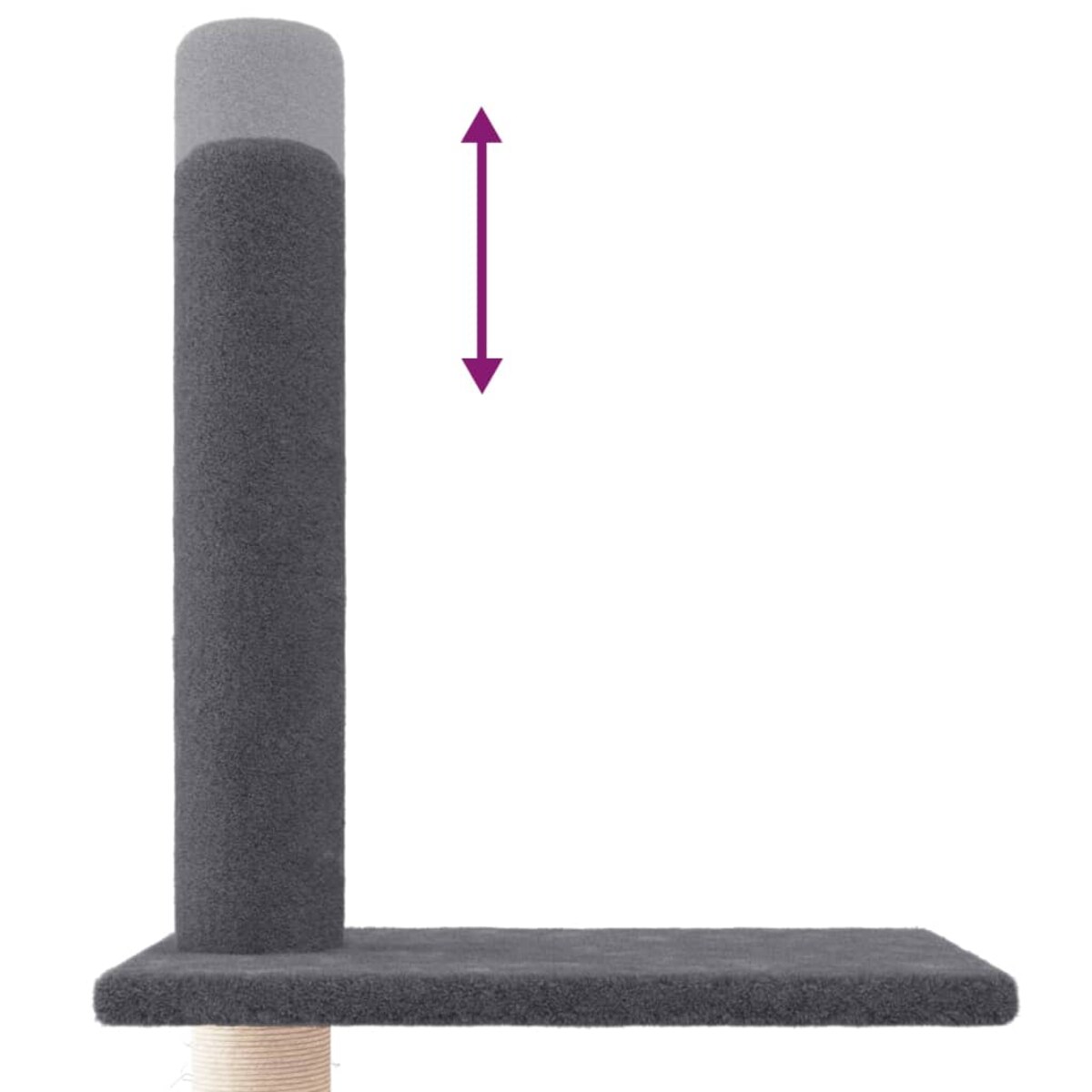 vidaXL Drzewko dla kota, do sufitu, ciemnoszare, 250,5-276,5 cm