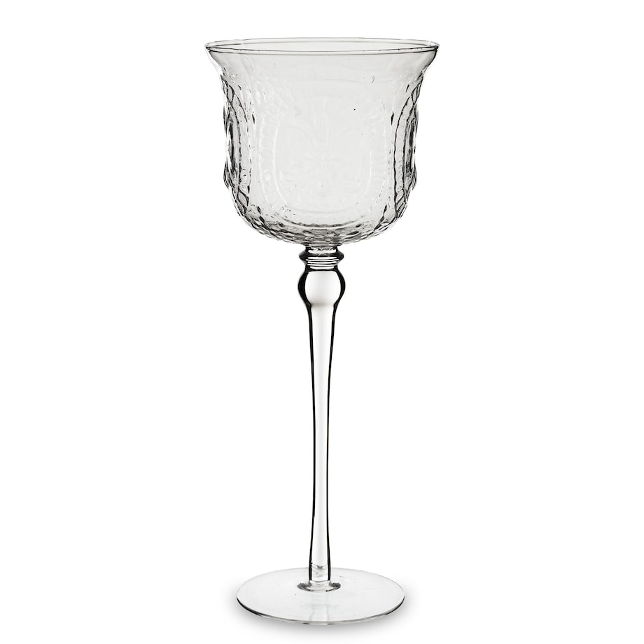 Świecznik szklany 35x14x14 cm CHIAMATA-2 na długiej nóżce