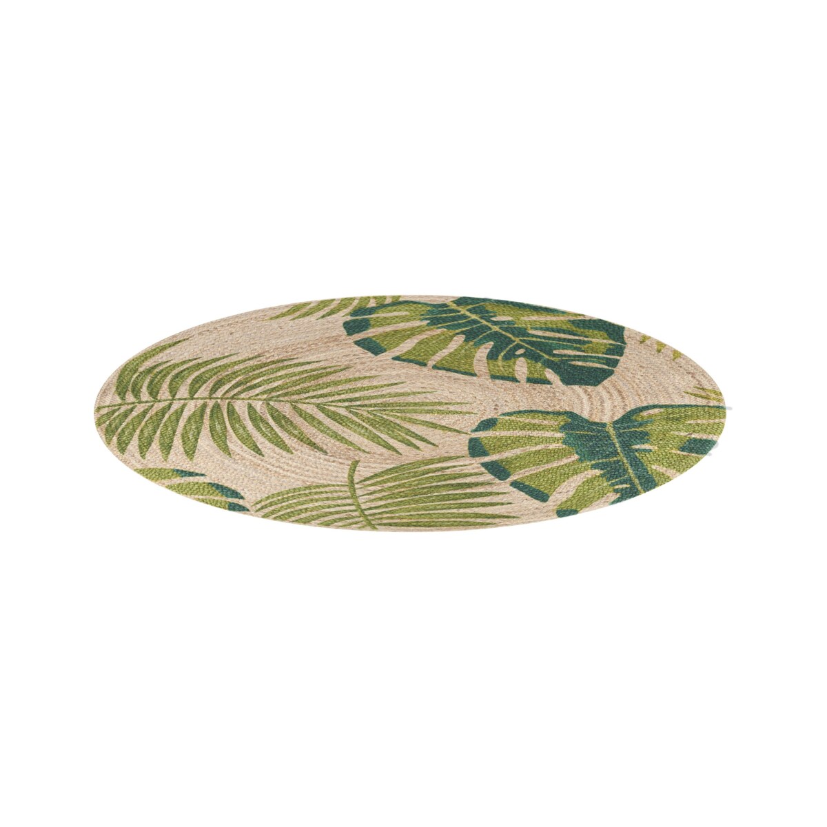 Dywan okrągły z juty w liście ⌀ 140 cm beżowo-zielony BUGAY