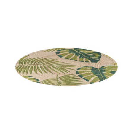 Dywan okrągły z juty w liście ⌀ 140 cm beżowo-zielony BUGAY