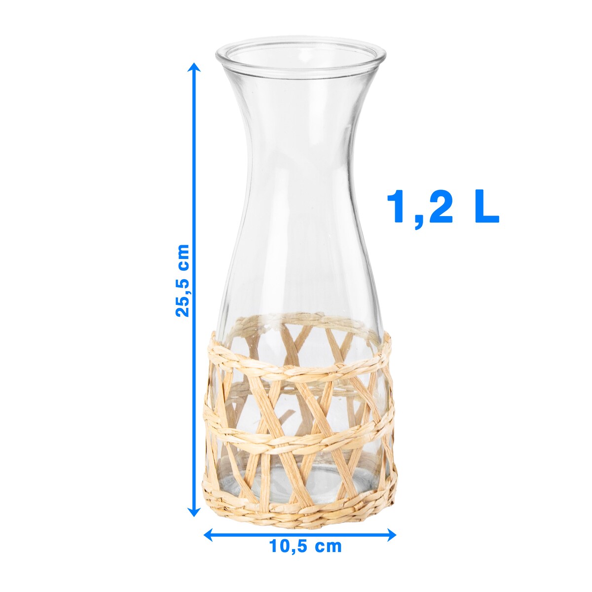 Karafka Szklana Do Wody Napojów Soków 1.2 L Z Ozdobnym Koszyczkiem