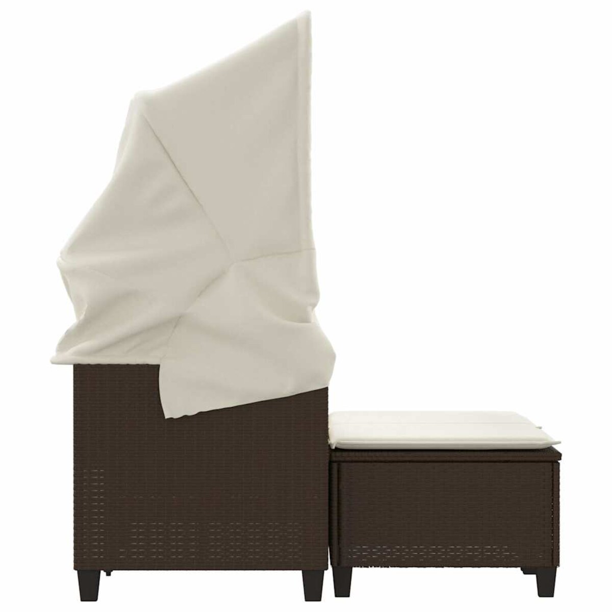 vidaXL 2-os. sofa ogrodowa, daszek i podnóżki, brązowa, rattan PE