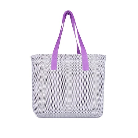 Torba na zakupy fioletowa z fioletowymi uchwytami 45×33 cm