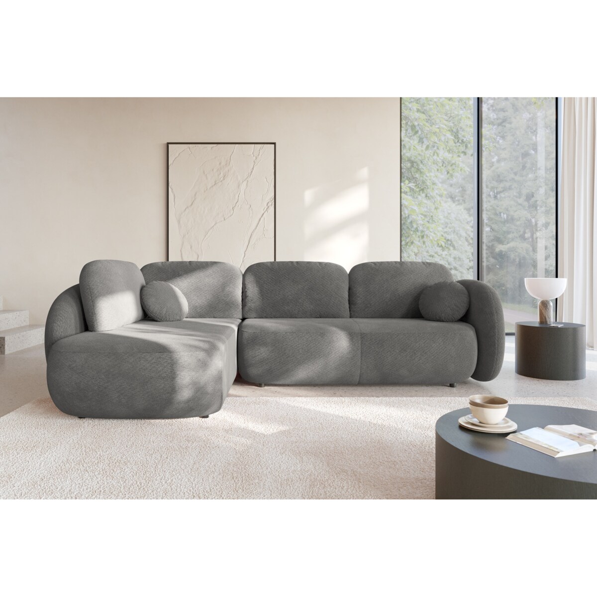 Nowoczesny Narożnik rozkładany OLIVIO II, lewy, ciemno-szary