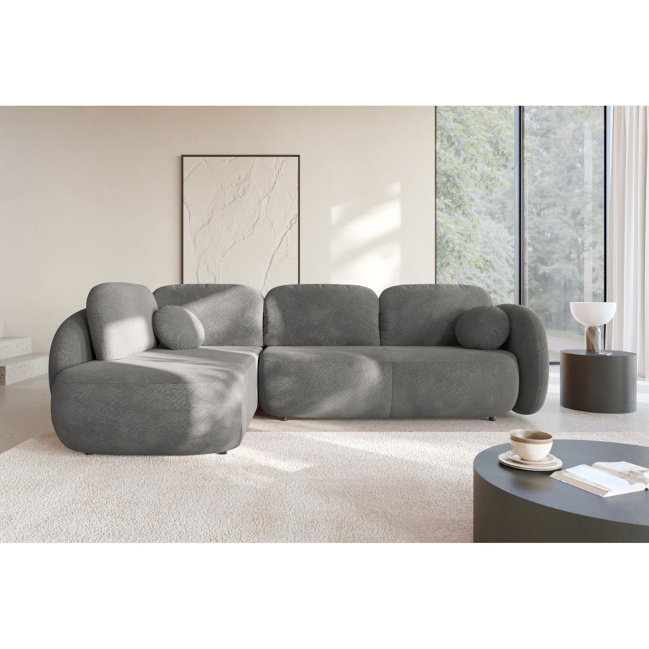 Nowoczesny Narożnik rozkładany OLIVIO II, lewy, ciemno-szary