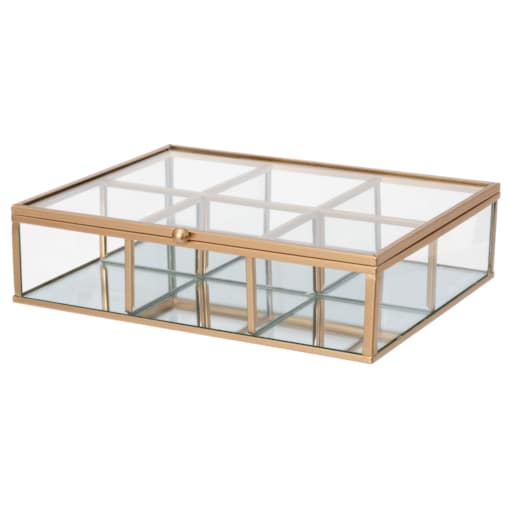 Szklana szkatułka z przegródkami GEMMY, 20 x 16 cm