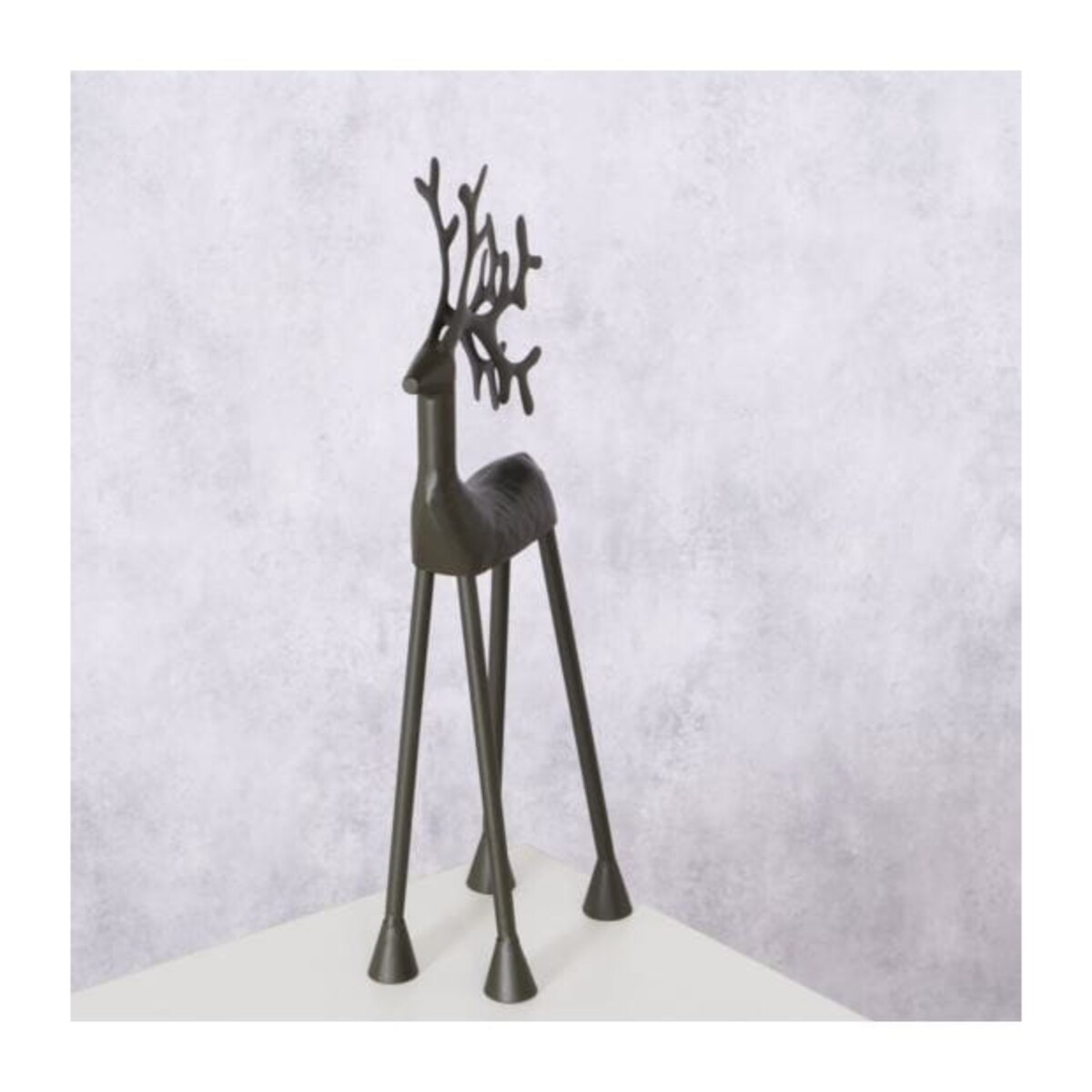 FIGURKA RENIFER 37,5cm świąteczna metalowa czarna matowa jeleń dekoracyjna