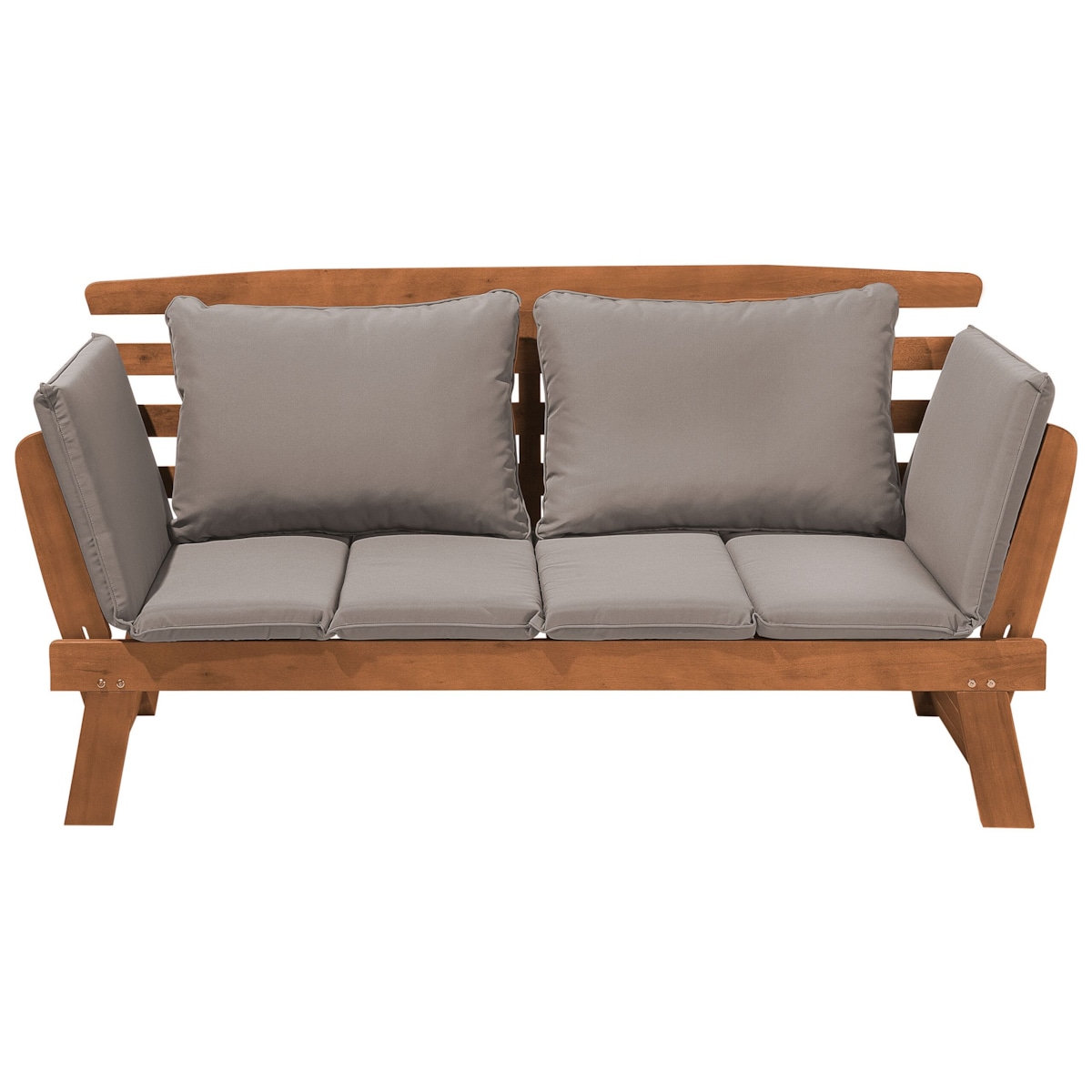 Sofa ogrodowa 165/210 cm drewniana jasna z regulowanymi podłokietnikami PORTICI
