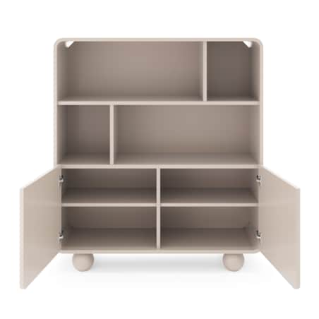 Regał częściowo otwarty ALBI w kolorze kaszmirowym na okrągłych nóżkach